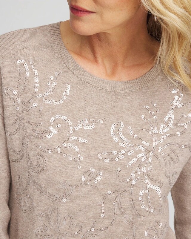 Floral Sequined Pullover - image 2